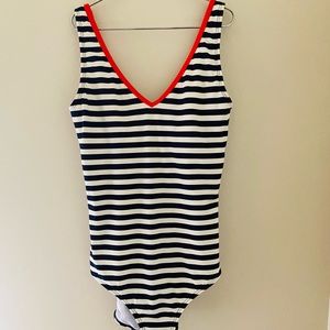 Boden womens stripe one piece swimsuit size 6 long